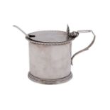 An Edward VII silver drum mustard, maker Stokes and Ireland Ltd,