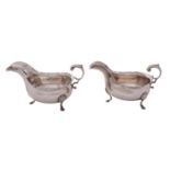 WITHDRAWN A pair of George III style silver sauce boats, maker Marcus Beaver Birmingham 1905,