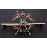 A 19th King George V's Own Lancers Regimental Badge, set with mixed-cut rubies and diamonds,