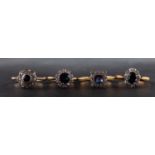Four sapphire and diamond cluster rings, including an 18ct gold ring,