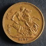 A 1979 Victorian Gold Sovereign of Melbourne Mint.