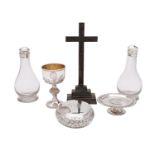 A late 19th century silver travelling altar and communion set, possibly military,