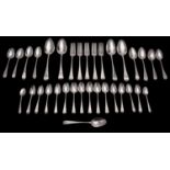 A part matched canteen of 18th and 19th century flatware, Old English pattern,