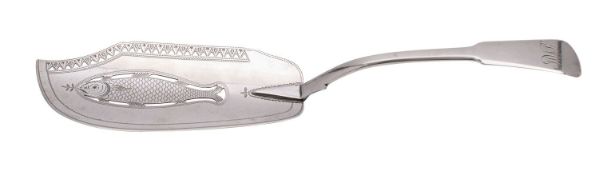 A George III silver fish slice, maker Robert Rutland, London 1812, Fiddle pattern,
