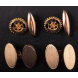 Two pairs of 9ct gold cufflinks, including a blue enamel,