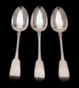 Three George VI silver table spoons, maker Mary Chawner, London, 1836, Fiddle pattern,