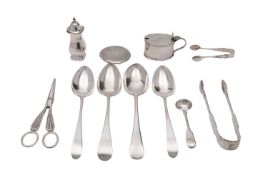 A small quantity of silver, comprising a pair of silver sugar tongs, Dublin 1834,