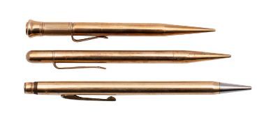 A Sampson and Mordan 9ct gold cased propelling pencil, Sampson Mordan and Co, Centennial,