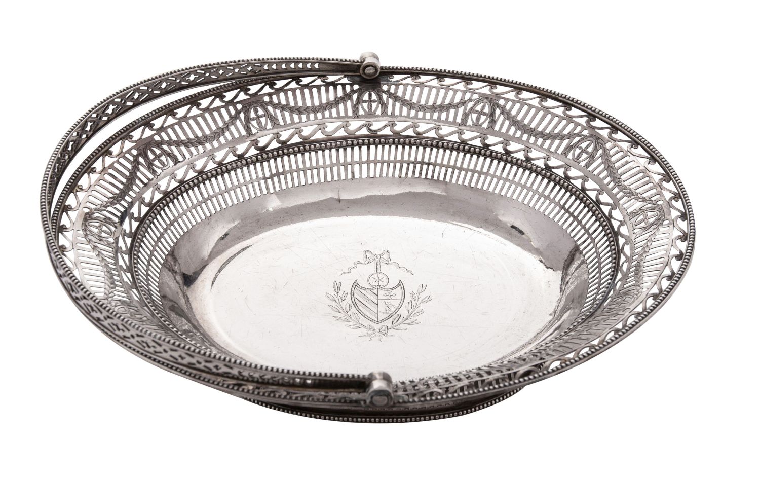 A George III silver swing handled bread basket, maker probably John Mappin, Sheffield, 1777, - Image 2 of 4