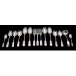 A George V silver part canteen of silver flatware, Elkington and Co , London, 1932,