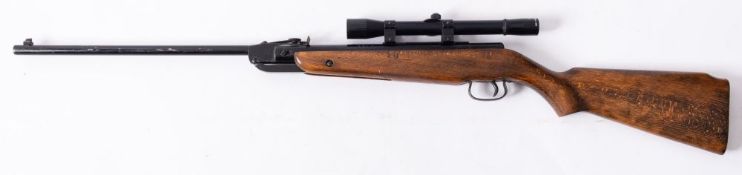 A Webley Falcon .22 calibre air rifle fitted with Webley 4x28 telescopic sight.