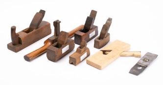 A group of six various wooden planes and a Sorby Steel.