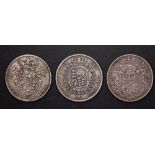 Three Regency Half crowns from 1816, 1820, and 1825.