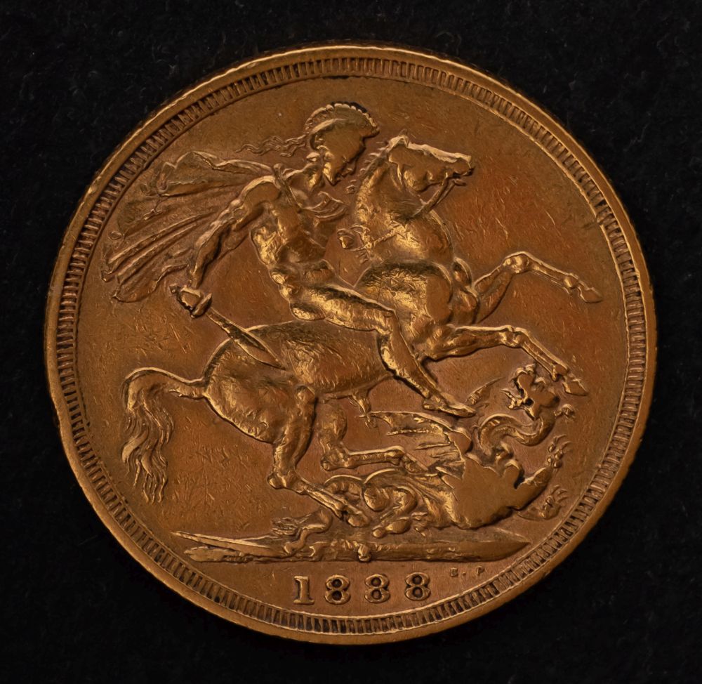 A Victorian 1888 Sydney mint marked sovereign.