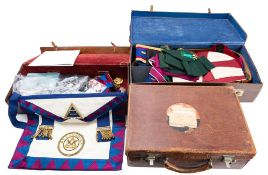 A small group of Masonic Regalia, comprising sash and apron ,