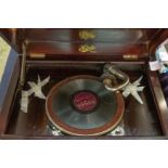 A Selecta floor standing gramophone, together with a collection of 78rpm records.