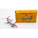 Dinky 715 Bristol 173 helicopter, turquoise, silver and red with red blades, in a yellow card box.