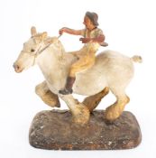 A plaster figure of a man on a Shire horse , modelled after W M Chance,