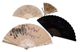 An early 20th-century French abalone fan with hand-painted floral decoration by Billotey in J.