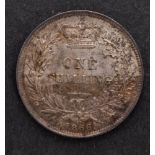 An 1866 shilling (higher grade).