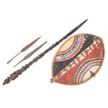 Two African? steel spear heads of flat leaf form,