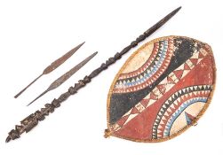 Two African? steel spear heads of flat leaf form,