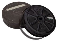 Royalty, a Kodak cased reel of cine film ' Prince Charles at Play'., case diameter 9.