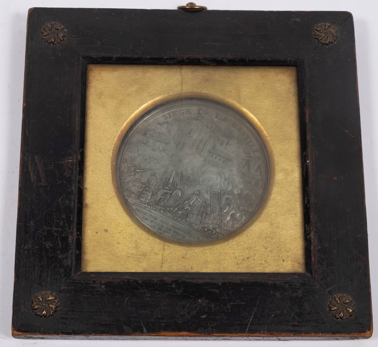 An 18th century alloy single sided 'Siege De La Bastille' medallion after Andrieu mounted in an