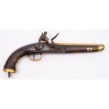 A 19th century flintlock Naval boarding pistol, unsigned,