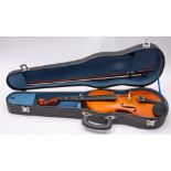 Chinese violin, case and bow,