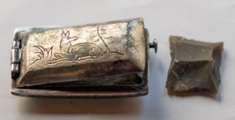 An 18th century cut steel pocket tinder box, of rectangular form,
