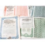 A collection of various share certificates, including 'Anglo Spanish Construction Company Ltd',
