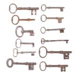 A group of twelve various steel keys,