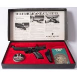 A boxed Webley Hurricane .22 calibre air pistol, with accessories and instructions.