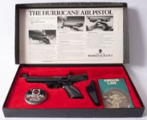 A boxed Webley Hurricane .22 calibre air pistol, with accessories and instructions.