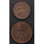 An 1841 Victorian Higher Grade Penny and half penny.