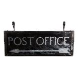An early 20th century West Country double sided Post Office directional glazed hanging sign,