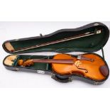 Viola, a late 20th century viola in fitted travelling case with bow, body length 40.