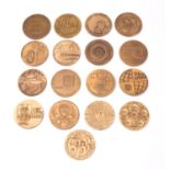 Sixteen various bronze Jewish history related medallions: