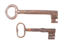 Two 19th century French keys: 12cm and 16cm long (2)