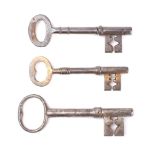 Three 19th century German steel keys: largest 14.