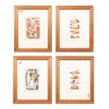 A set of four coloured prints, entitled 'Poultry', 'Bacon and Ham', 'Fish' and 'Joints',