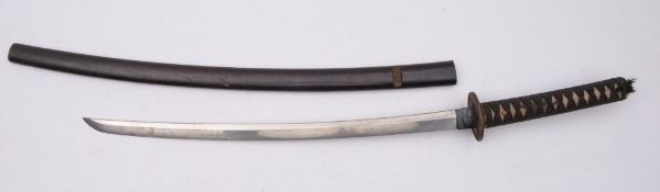 A Japanese Katana, the blade with feint hamon,