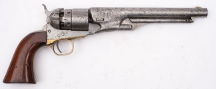 A Colt Model 1851 Navy percussion six shot revolver, serial number L95128 (matching),