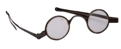 A pair of Georgian silver spectacles, folding arms,