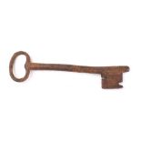 An early steel key with plain shank and bow,