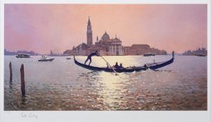 *Peter Curling (British, b. 1955) Looking towards San Giorgio, Venice Limited edition print 32 x 55.