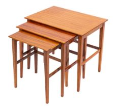 A nest of three G-Plan teak occasional tables, circa 1960; of rectangular form, all with straight,