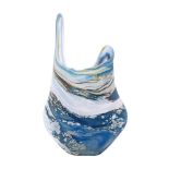 *Lesley Clarke [Contemporary] a 'blue sea' glass vase,