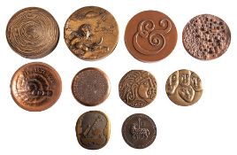 A group of ten various French bronze and copper alloy medallions and commemorative desk weights,